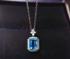Aquamarine Topaz necklace for women in summer, S925 pure silver, light luxury and niche coldbone chain. A birthday gift for your girlfriend, a gentle smile Specification image